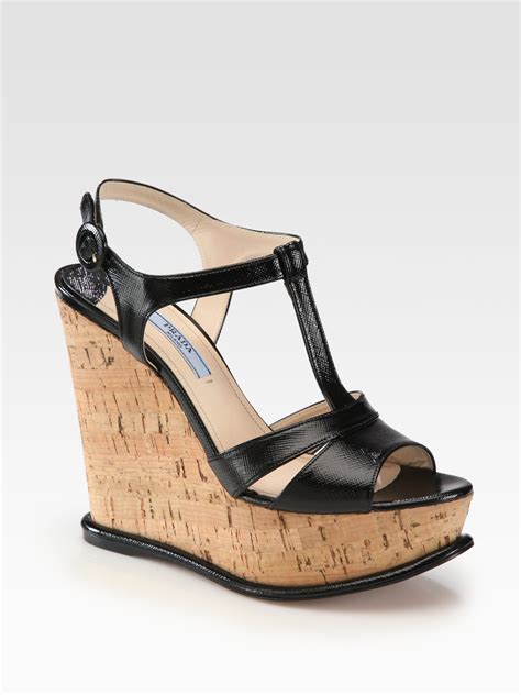 prada cork heel sandal|Prada high heeled sandals.